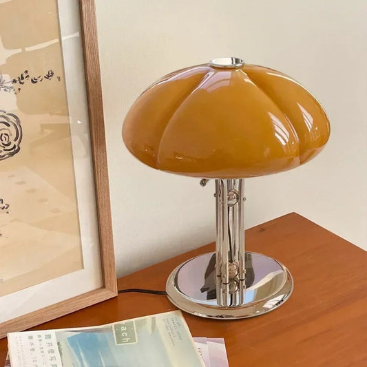 Lampe de Chevet Design Citrouille en Verre et Métal