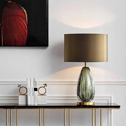 Lampe de Chevet en Verre et Tissu – Design Contemporain