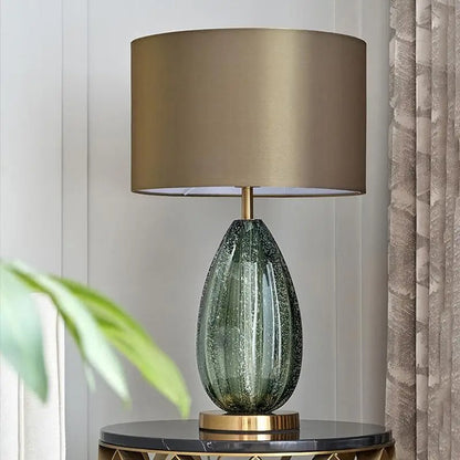 Lampe de Chevet en Verre et Tissu – Design Contemporain
