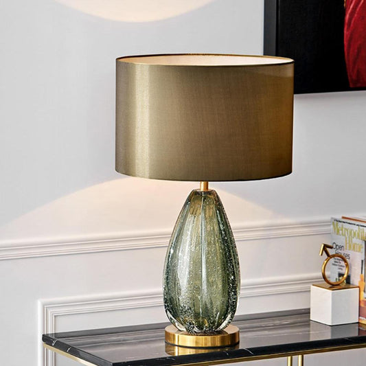 Lampe de Chevet en Verre et Tissu – Design Contemporain