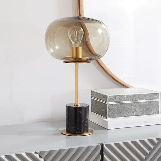 Lampe de Chevet Marbre, Verre et Métal – Design Luxe