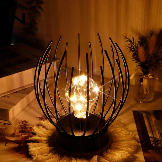 Lampe de Chevet en Métal Noir – Sans Fil à Piles