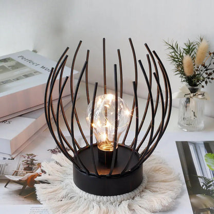 Lampe de Chevet en Métal Noir – Sans Fil à Piles