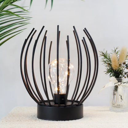 Lampe de Chevet en Métal Noir – Sans Fil à Piles