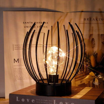 Lampe de Chevet en Métal Noir – Sans Fil à Piles