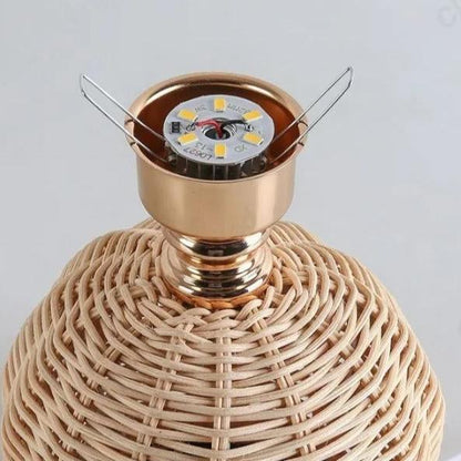 Lampe de Chevet en Osier et Rotin avec Abat-jour Tissu