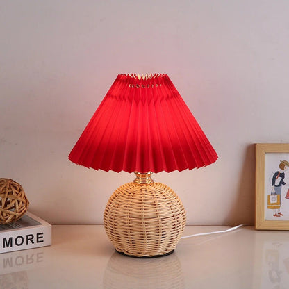 Lampe de Chevet en Osier et Rotin avec Abat-jour Tissu