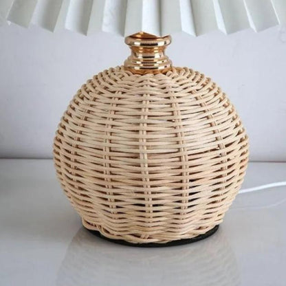 Lampe de Chevet en Osier et Rotin avec Abat-jour Tissu