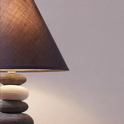 Lampe de Chevet Galet en Céramique et Tissu