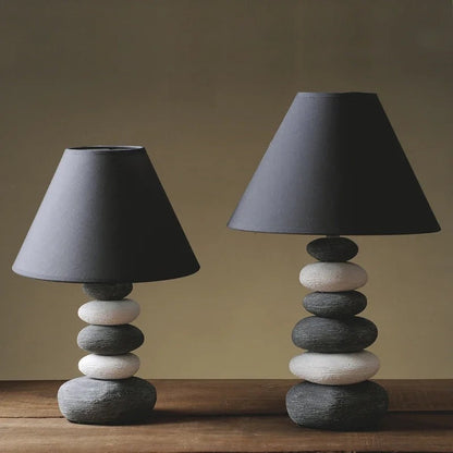 Lampe de Chevet Galet en Céramique et Tissu