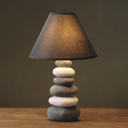 Lampe de Chevet Galet en Céramique et Tissu