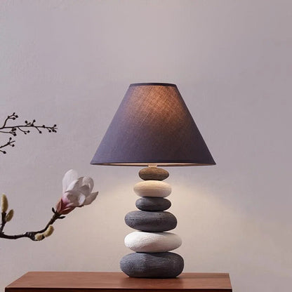 Lampe de Chevet Galet en Céramique et Tissu