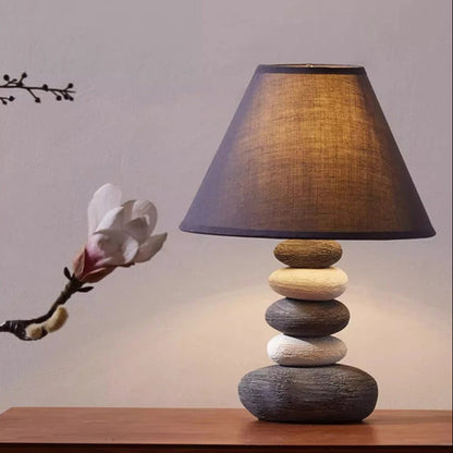 Lampe de Chevet Galet en Céramique et Tissu