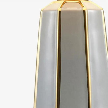 Lampe de Chevet Céramique Grise et Métal Doré