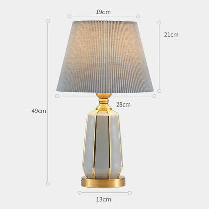 Lampe de Chevet Céramique Grise et Métal Doré
