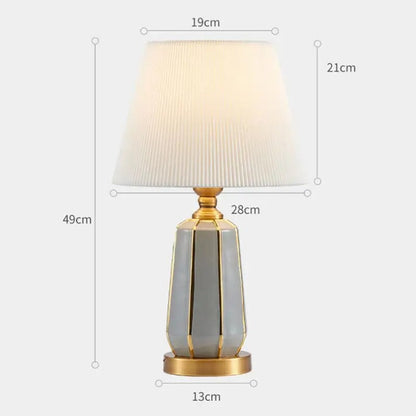Lampe de Chevet Céramique Grise et Métal Doré