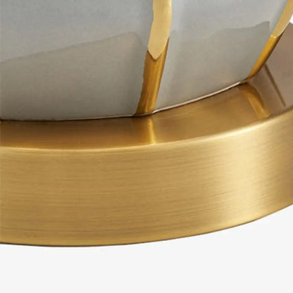 Lampe de Chevet Céramique Grise et Métal Doré