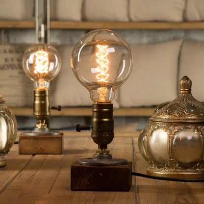 Lampe de Chevet Industrielle Bois et Métal Vintage