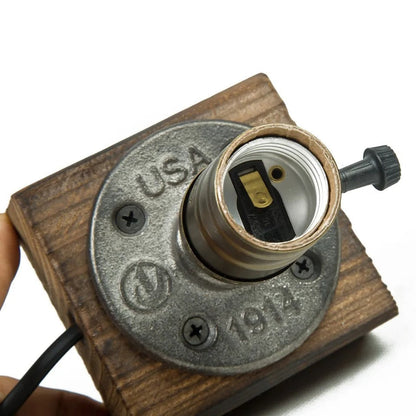 Lampe de Chevet Industrielle Bois et Métal Vintage