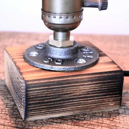 Lampe de Chevet Industrielle Bois et Métal Vintage