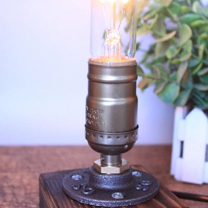 Lampe de Chevet Industrielle Bois et Métal Vintage
