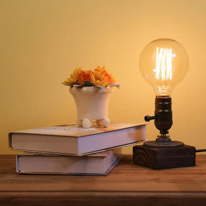 Lampe de Chevet Industrielle Bois et Métal Vintage