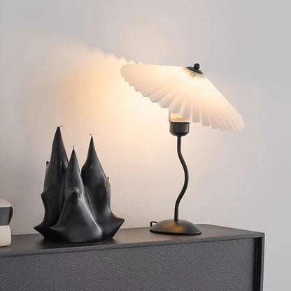 Lampe de Chevet Japonaise Abat-jour Plissé en Tissu
