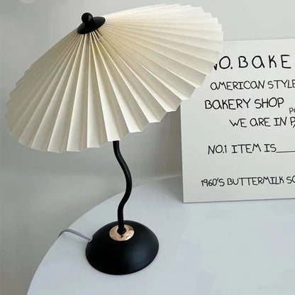 Lampe de Chevet Japonaise Abat-jour Plissé en Tissu