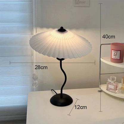 Lampe de Chevet Japonaise Abat-jour Plissé en Tissu