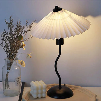 Lampe de Chevet Japonaise Abat-jour Plissé en Tissu