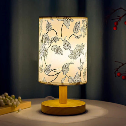 Lampe de Chevet Japonaise en Bois et Tissu