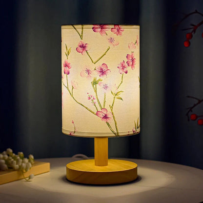 Lampe de Chevet Japonaise en Bois et Tissu