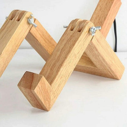 Lampe de Chevet Lecture en Bois et Abat-jour Tissu