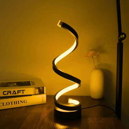 Lampe de Chevet LED Noire Design Spirale Minimaliste