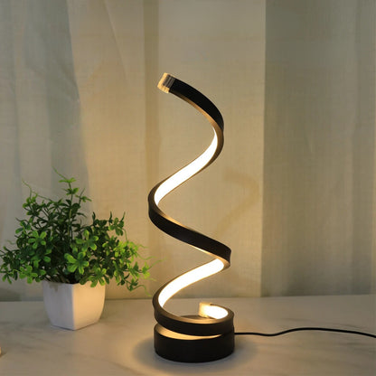 Lampe de Chevet LED Noire Design Spirale Minimaliste