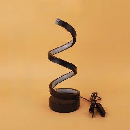 Lampe de Chevet LED Noire Design Spirale Minimaliste