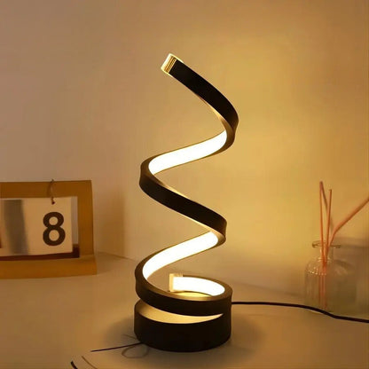 Lampe de Chevet LED Noire Design Spirale Minimaliste