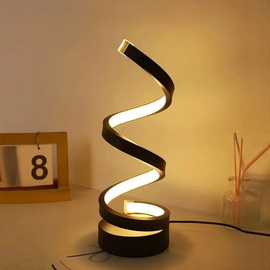 Lampe de Chevet LED Noire Design Spirale Minimaliste