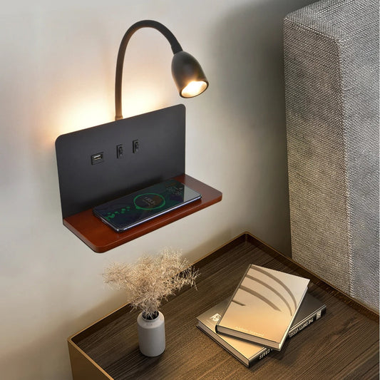 Lampe de Chevet Liseuse avec Recharge Sans Fil et USB