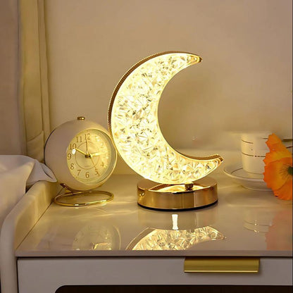 Lampe de Chevet Lune en Cristal avec Contrôle Tactile