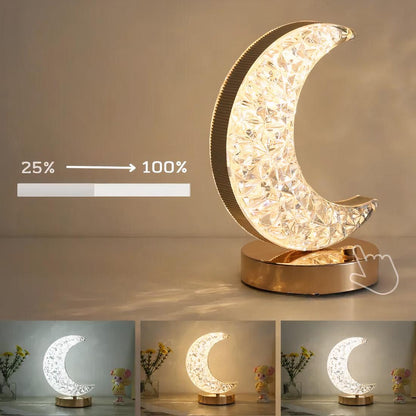 Lampe de Chevet Lune en Cristal avec Contrôle Tactile