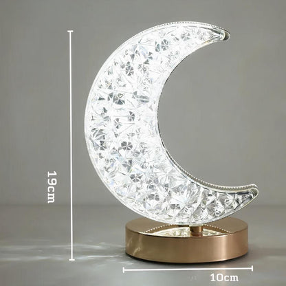 Lampe de Chevet Lune en Cristal avec Contrôle Tactile