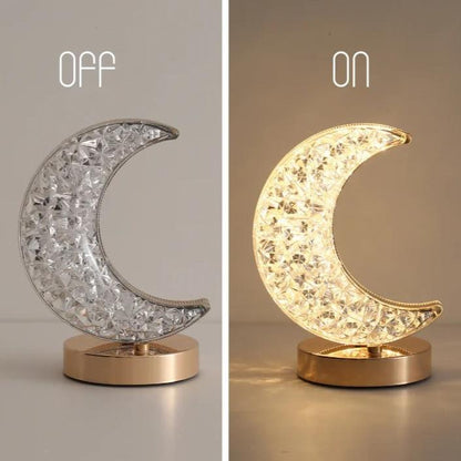Lampe de Chevet Lune en Cristal avec Contrôle Tactile