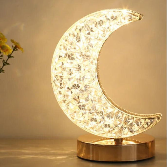 Lampe de Chevet Lune en Cristal avec Contrôle Tactile