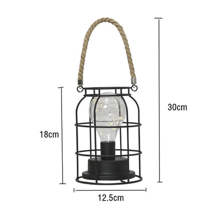 Lampe de Chevet Industrielle à Piles avec Poignée en Corde