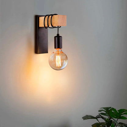 Lampe de Chevet Murale Bois et Métal – Style Industriel