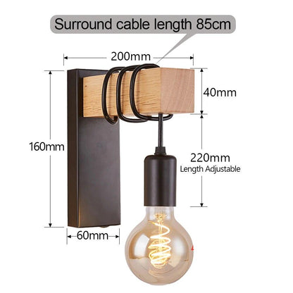 Lampe de Chevet Murale Bois et Métal – Style Industriel