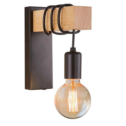 Lampe de Chevet Murale Bois et Métal – Style Industriel