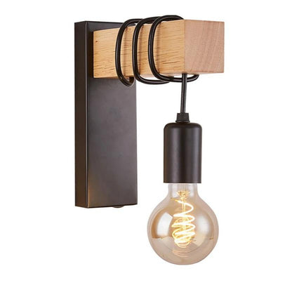 Lampe de Chevet Murale Bois et Métal – Style Industriel