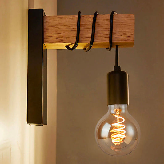Lampe de Chevet Murale Bois et Métal – Style Industriel